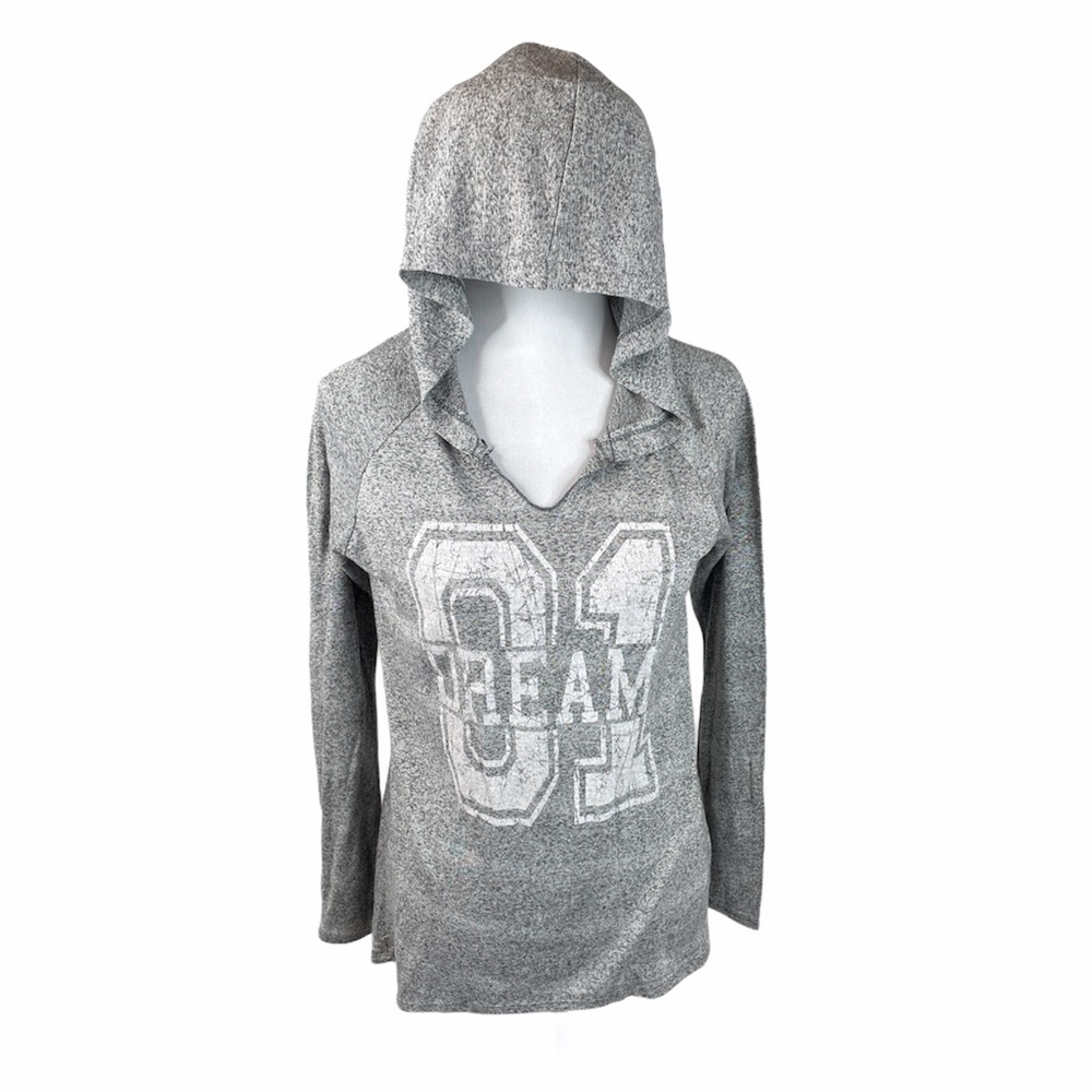 City Streets Hooded Long Sleeve Shirt, Gray, Medium